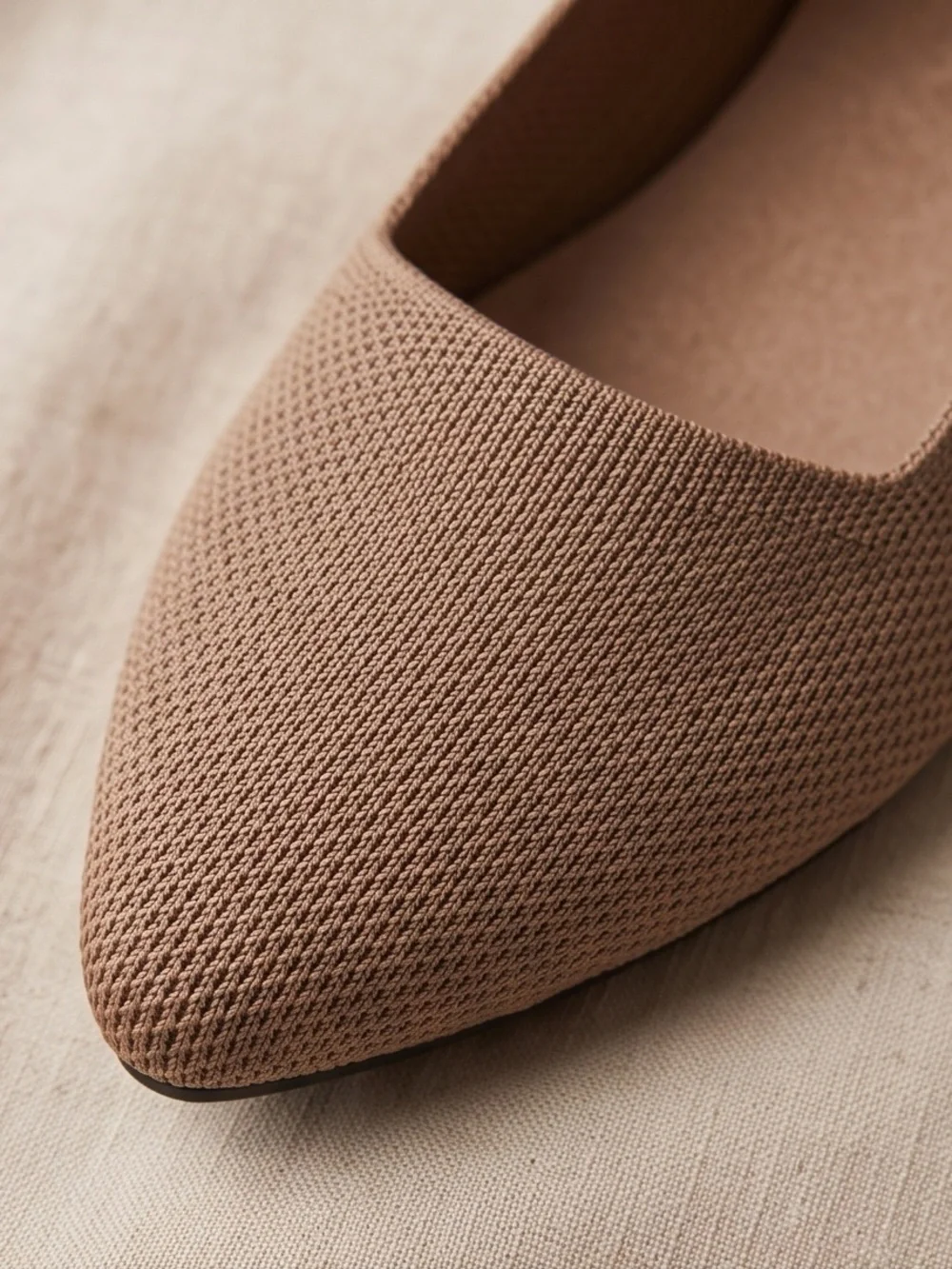 MIA Pointed Toe Knit Ballet Flats in Tan